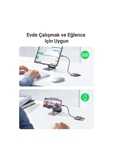 Ugreen Type-c To Sd Micro Sd/tf + Usb 2.0 Kart Okuyucu Adaptör, 80798