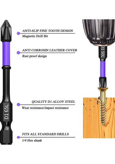 Xurunkeji 12 Adet Geliştirilmiş Yüksek Sertlik Ve Güçlü Manyetik Matkap Ucu, Kaymaz Ve Darbeye Dayanıklı Uçlar Ve Tornavida Uçları