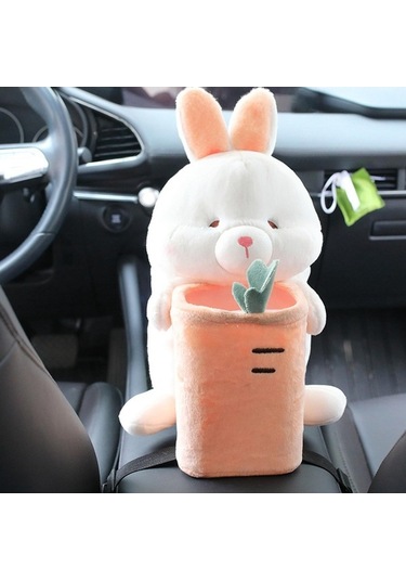 Createtech Yumuşak Tavşan Peluş Oyuncak Sevimli Suntek Kutu Çöp Araba Qr Diğer