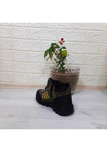 Black Sea 542 Haki Kürklü Fermuarlı Cırtlı Erkek Çocuk Bot 001