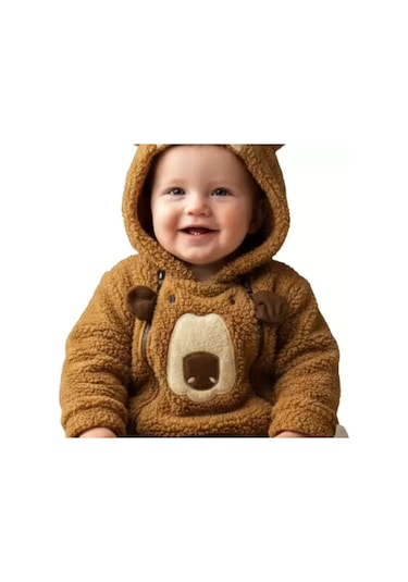 Özgün Adım 3/12 Ay Peluş Kumaş Çift Fermuarlı Bebek Tulumu Renkli