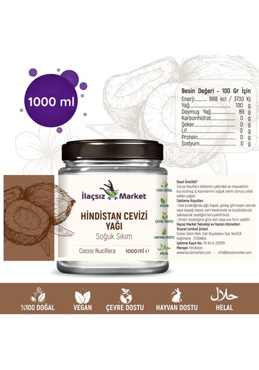 İlaçsız Market Hindistan Cevizi Yağı 1 KG