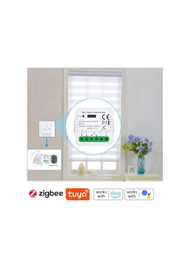 Zigbee Akıllı Perde Kontrol Seti Motor + Röle + Boru