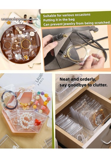 Yunboo 100 Adet 48 Fil Pvc Şeffaf Zip Çanta - Paslanmaz Gümüş Ve Taşlı Takıların Organizasyonu İçin Sert Zarf Şeffaf