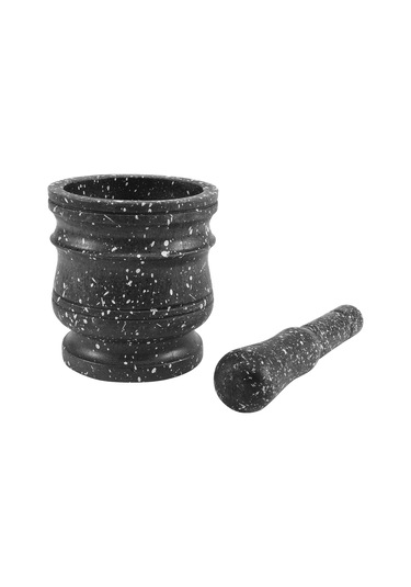 Granit Desenli Havanda Seti Taş Ot Baharat Öğütücü Katı Öğütücü Siyah