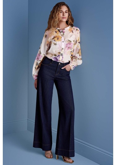 Hakim Yaka Çok Renkli Desenli Gömlek Çok Renkli