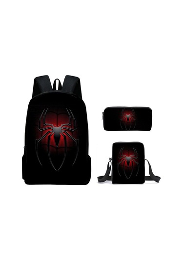 Örümcek Adam Yeni Sırt Çantası Büyük Kapasiteli Öğrenci Kişilik Okul Çantası Üç Parça Seti Stil 2