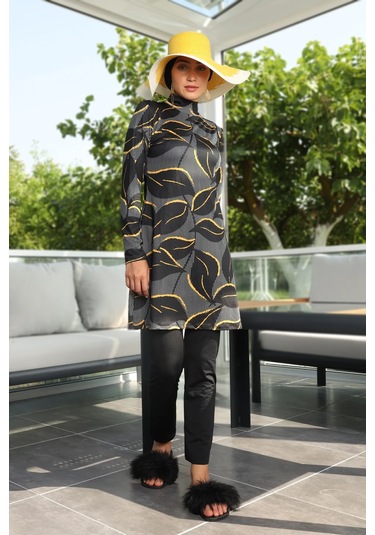 Likralı Tam Kapalı Tesettür Mayo 252-506 Siyah Siyah