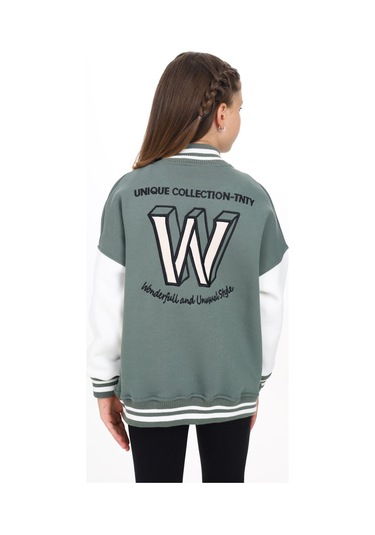 Toontoy Kız Çocuk Nakışlı Kolej Hırka Yeşil