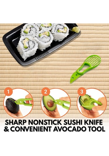 Qingmipy Ev Yapımı Sushi Seti - Profesyonel Ve Yeni Başlayanlar İçin 16 Parçalı Tam Sushi Yapım Kiti, Bambu Malzemeli Çok Renkli