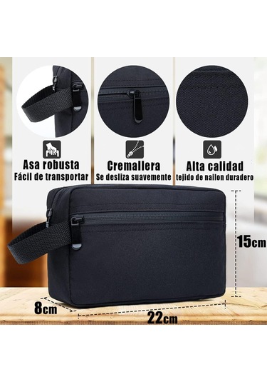Lemestar Yolculuk Su Geçirmez Nylon Organizer Çanta - Kozmetik, Tıraş Malzemeleri Ve Temizlik Gereçleri İçin 22x8x15 Cm Siyah