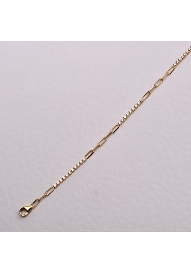 14 Ayar Altın Minimal Ataç Zincir Bileklik, İnce Ve Zarif Kadın Bilekliği Altın