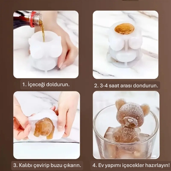 River World Buz Kalıbı Silikon Ayı Şekilli Çok Renkli