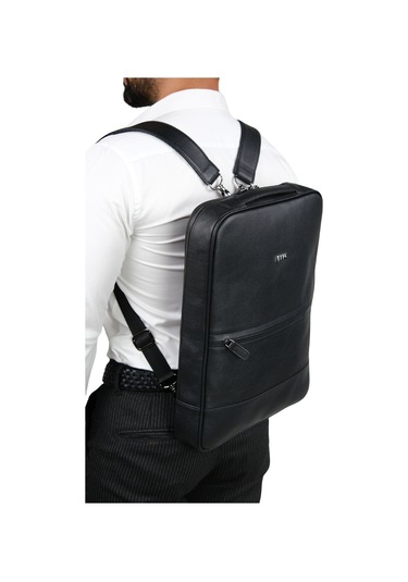 Mft Leather Hakiki Deri Unisex Sırt Çantası - Napoli 4212 Flother Siyah