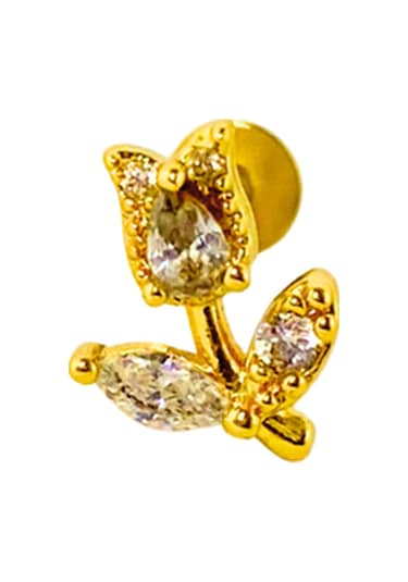 Cerrahi Çelik Taşlı Lale Piercing Altın