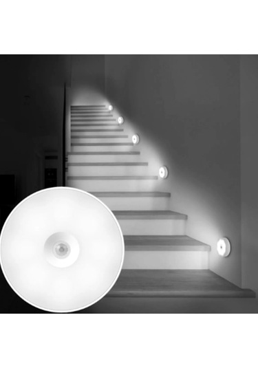 3 Adet Şarjlı Karanlık-Hareket Sensörlü 8 Led Aydınlatma Beyaz