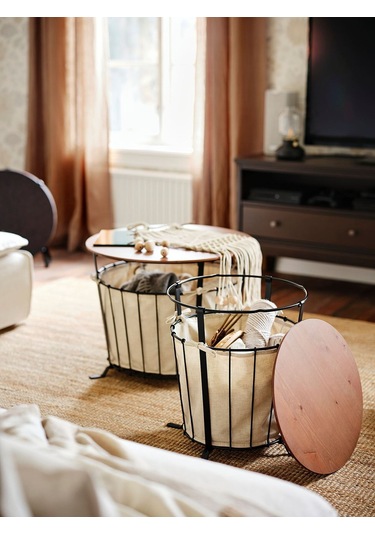 Saklama Bölmeli Sehpa, Siyah-kahverengi, 60 Cm Siyah