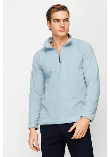 İgs Erkek Mavi Standart Yarım Fermuar Polar Mavi