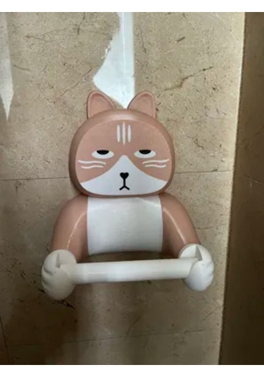 Kedi Figürlü Tuvalet Kağıdı Tutacağı Sevimli Duvar Aksesuarı