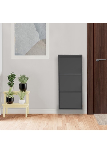 3'lü Metal Ayakkabılık - Siyah