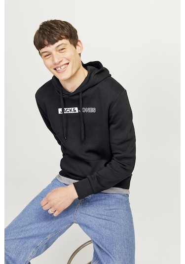 Jack & Jones 12233599 Erkek  Siyah Sweatshirt
