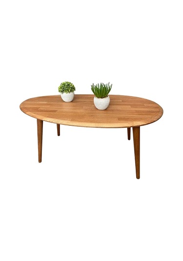 Fawdecor Asimetrik Masif Ahşap Modern İskandinav Oval Kestane