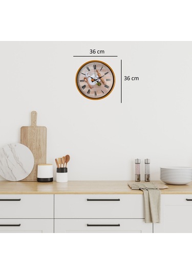 Büro Ev Ofis Hediyesi İçin 36cm Turuncu Rustic Kitchen Duvar Saati Diğer