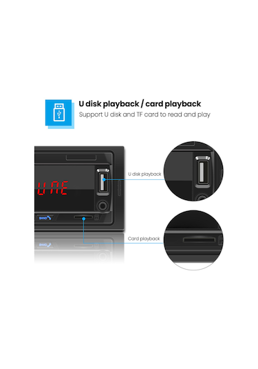Ximistore9 12v Araç Bluetooth Mp3 Çalar - Tf Kart, Usb, Fm Radyo Ve Uzaktan Kumandalı