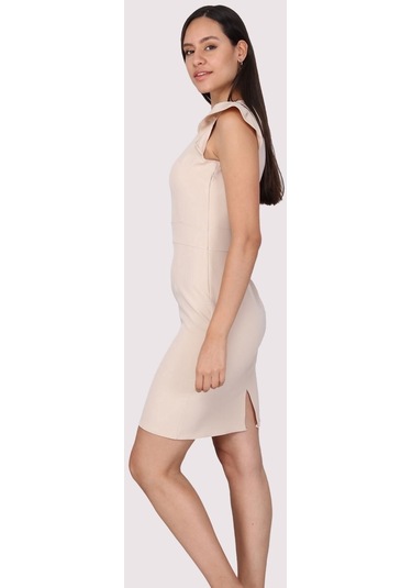 Kadın V Yaka Omuz Detaylı Kısa Elbise 4328/95 001