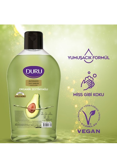 Duru Organik Zeytinyağlı Avokado Sıvı Sabun 2 x 1500 ML + 500 ML