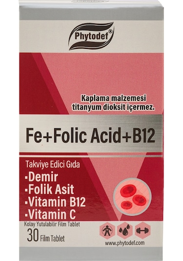 Phytodef Demir + Folik Asit + Vitamin B12 + Vitamin C 30 Tablet