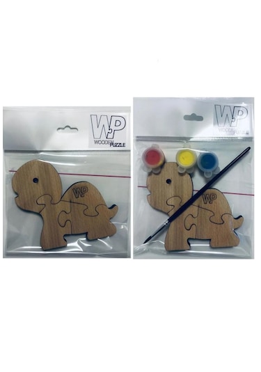 Masif Ahşap Puzzle Çocuklar İçin Boyanabilir Deve Boya Setli