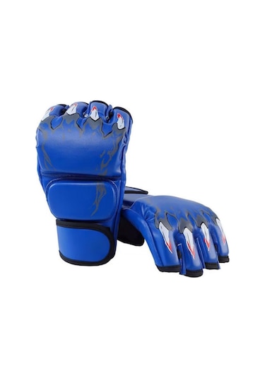 Reedark Erkek Kadın Yarı Parmak Boks Eldiveni, Muharebe Ve Kum Torbası Egzersizleri İçin, Gripli Eldiven, Güvenli Ve Konforlu, Mavi Mavi