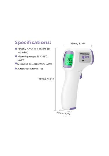 Ruicoo Hızlı Ve Hassas Kızılötesi Alın Termometresi - Lcd Ekranlı, Aaa Pil İle Çalışır