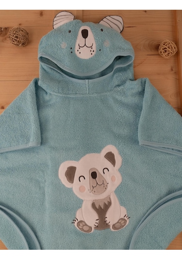 Sevimli Koala Desenli Kapüşonlu Bebek & Çocuk Panço Havlu Standart