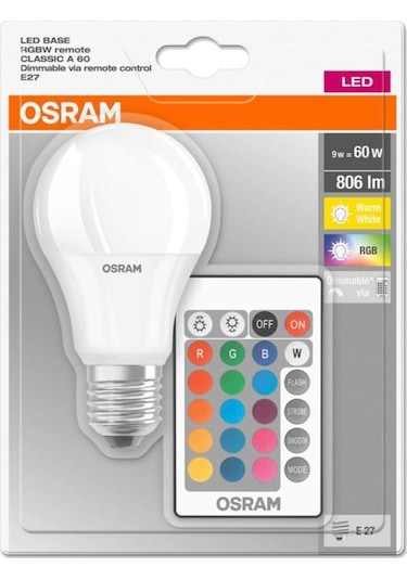 Osram Led Uzaktan Kumandalı Renk Değiştiren 9W 806 Lm E27 Ampul (550366856)