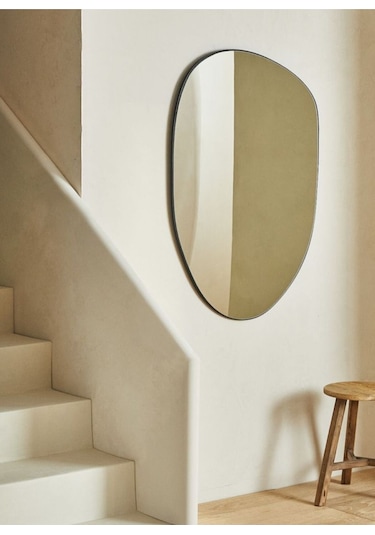 Luna Asimetrik Model Çerçevesiz Ayna Duvar Aynası Konsol Aynası GÜMÜŞ