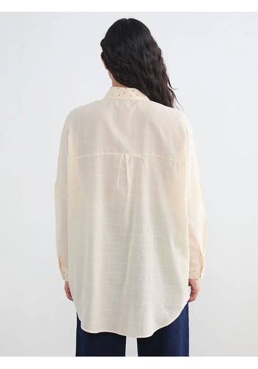 Lc Waikiki Sarı Taşlı Oversize Kadın Gömlek Tunik Sari