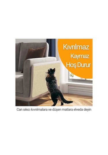 Beylini Tırmalama Halısı Yapışkanlı Mobilya Koruyucu Mat Krem Renk