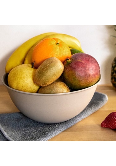 Ceronni Lunar Kapaklı Kase 3lü Set 3lt 2lt 1lt Bej Bej