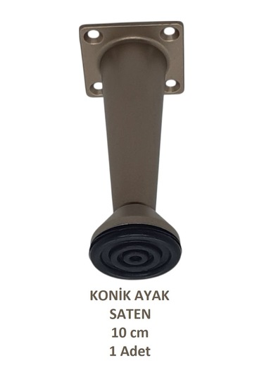 Adilon Konik Ayak, Saten, 10 Cm, 1 Adet Dolap, Mobilya, Puf Ayağı Vidaları Hediye Saten