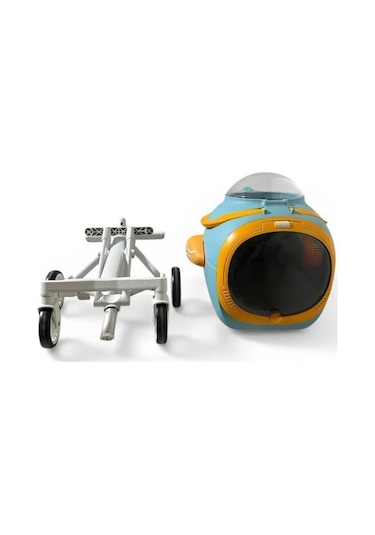 Ewox Astronot Model Fanlı Evcil Hayvan Taşıma Arabası P50-m - Mavi Turuncu