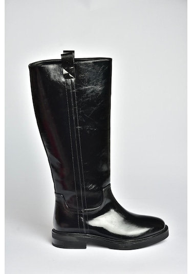 Fox Shoes V312513560 Siyah Rustik Alçak Topuklu Kadın Çizme Siyah