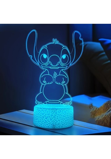 Honeybeeshop 1 Adet Dikiş Çizgi Film Karakterli Akrilik Sevimli Renk Değiştiren Gece Lambası Usb Veya Pil İle Çalışır Yatak Odası Led Masa Lambası Ahşap