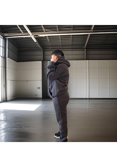 Ceyss Design Unisex Üç İplik Şardonlu Kapüşonlu Hırkalı Eşofman Takımı-antrasit Antrasit