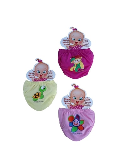Kız Bebek Çocuk Desenli Sevimli 3 Lü Alıştırma Külodu Bebek Bezi Sızdırmaz