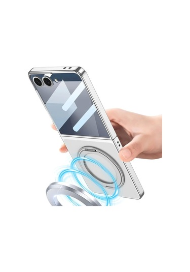 Samsung Uyumlu Z Flip 7 Kılıf Magsafe Kıpta Kpt-02 Kapak - Şeffaf, Standlı, Şık Koruma