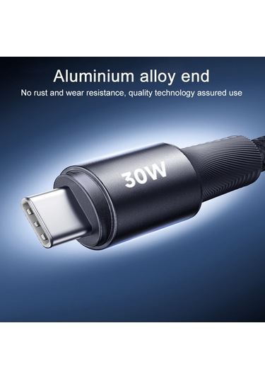 Remax Rc-c100 1.2m 30w Tip-c Tip-c Hızlı Şarj Örgülü Veri Kablosu Siyah