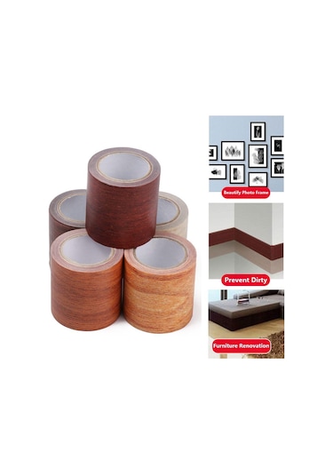 5 M/rulo Ev Dekor Mobilya Yenileme Süpürgelik Hattı Zemin Ahşap Tahıl Bant Onarım Yapıştırıcı 8cm X 4.75m-dark Brown Oak