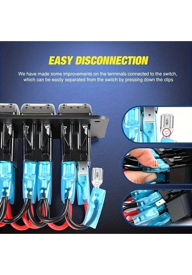 Motion003 Mavi Alüminyum Alaşımlı 4 Konumlu Şalter Paneli Ön Tesisatlı Çift Usb Girişli Gerilim Göstergeli 36v Kamyonet Karavan Tekne Yat